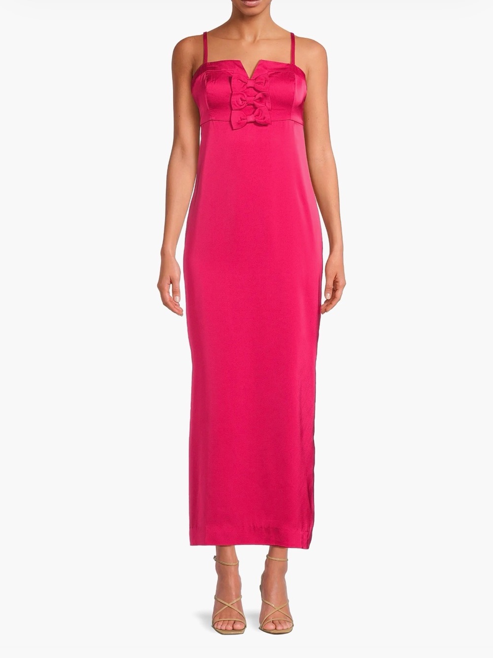 Lilly Pulitzer Hot Pink Spaghetti-Strap Maxi Dress with Front Bow Detail